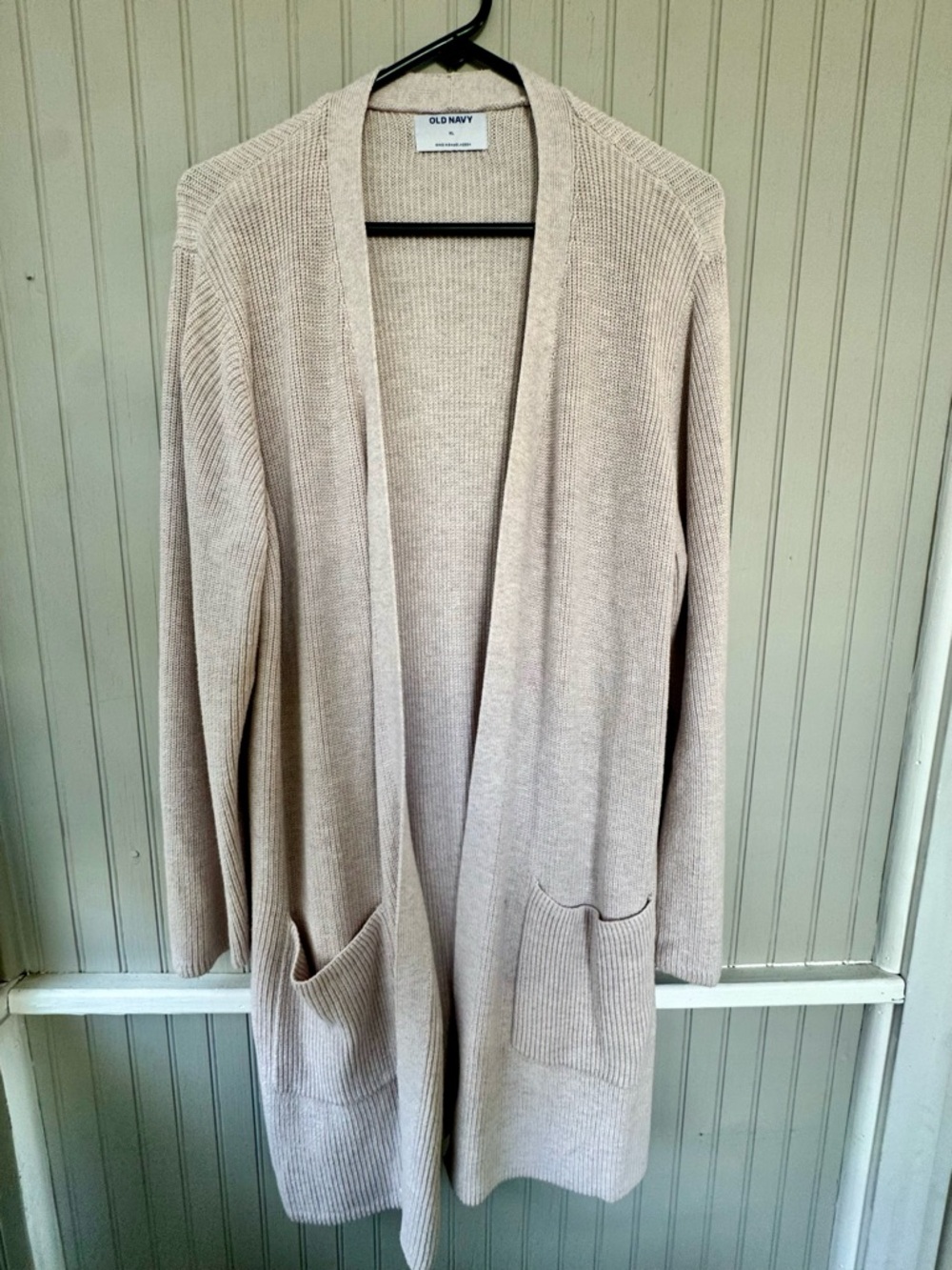 Old Navy Beige Open-Front Ribbed Cardigan with Pockets